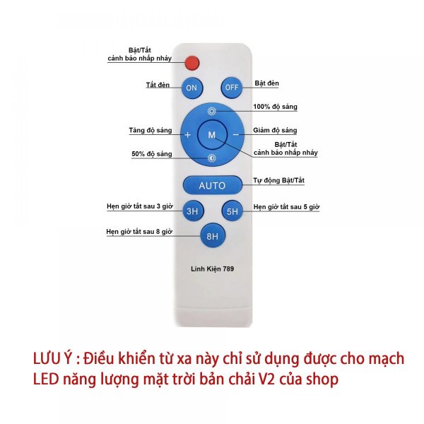 Mạch LED năng lượng mặt trời LED bàn chải 200W V2 gồm mạch và remote